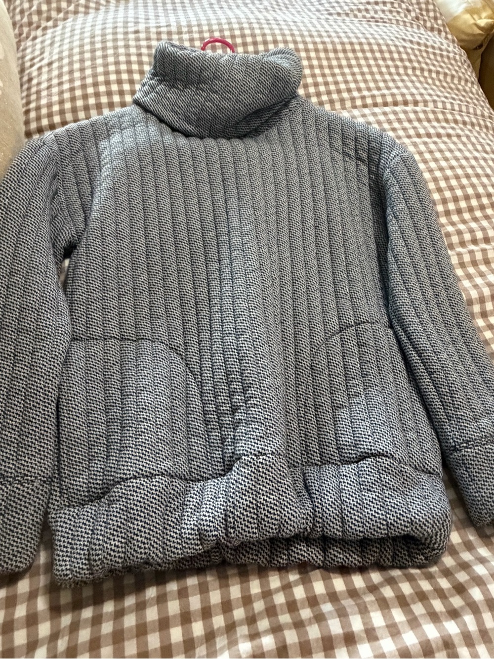 Gap Cozy Gray Turtleneck Quilted Knit Sweater Jacket